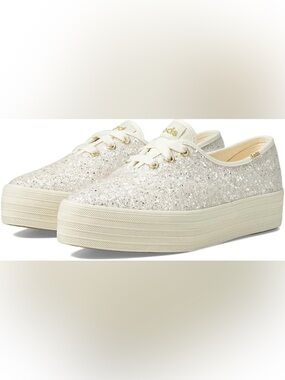 Keds Glitter Platform Sneakers in Cream